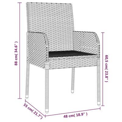 vidaXL 5-osaline aiamööbli komplekt patjadega, must, polürotang