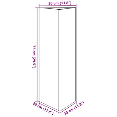 vidaXL kolmnurkne aia taimekast, valge, 30 x 26 x 75 cm, teras