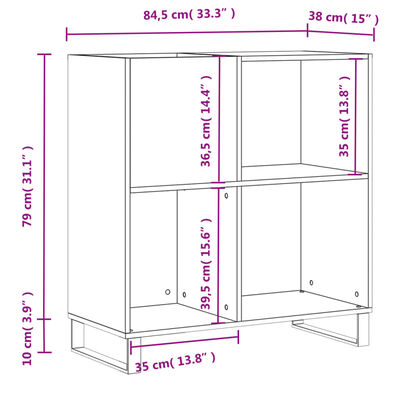 vidaXL plaadikapp, must, 84,5 x 38 x 89 cm, tehispuit