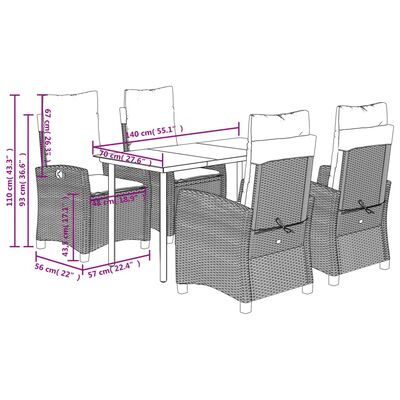 vidaXL 5-osaline aiamööbli komplekt patjadega, beež, polürotang