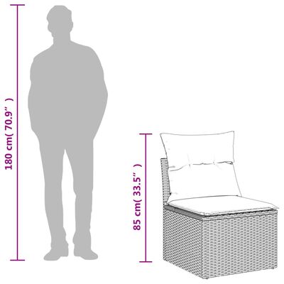 vidaXL 5-osaline aiadiivanikomplekt patjadega, must, polürotang