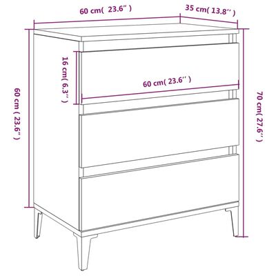 vidaXL puhvetkapp, hall Sonoma tamm, 60x35x70 cm, tehispuit