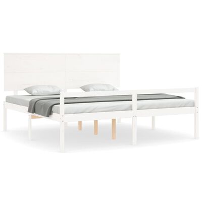 vidaXL vanemate inimeste voodiraam peatsiga, valge, 200x200cm täispuit