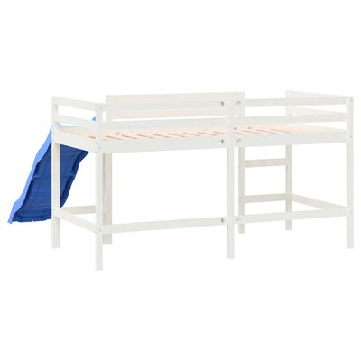 vidaXL laste kõrge voodi liumäega, valge, 90x200 cm, männipuit