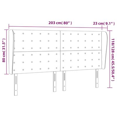 vidaXL voodipeats servadega, tumehall, 203x23x118/128 cm, samet