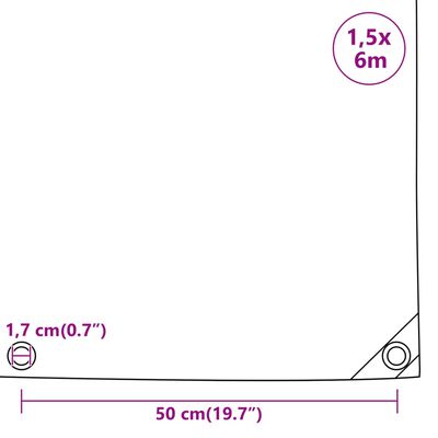 vidaXL present, antratsiithall, 1,5 x 6 m, 650 g/m²