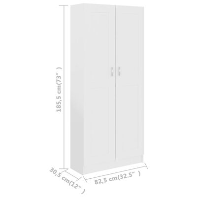 vidaXL raamaturiiul valge 82,5 x 30,5 x 185,5 cm tehispuit