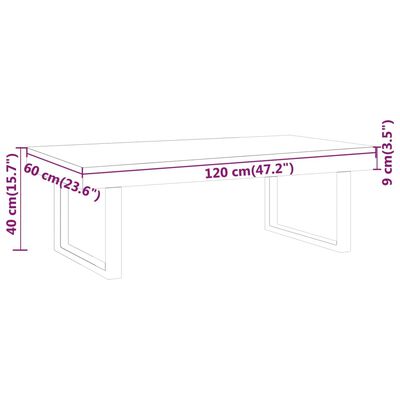 vidaXL kohvilaud, tumepruun ja must, 120 x 60 x 40 cm, MDF ja raud