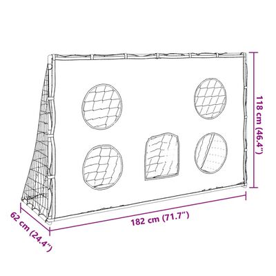 vidaXL laste jalgpallivärav, täpsusseina ja palliga, 182 x 62 x 118 cm
