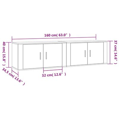 vidaXL seina telerikapid 2 tk, betoonhall, 80x34,5x40 cm