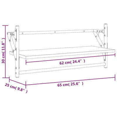 vidaXL lattidega seinariiulid 2 tk, pruun tamm, 65x25x30 cm