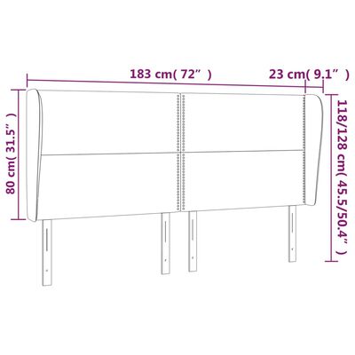 vidaXL voodipeats servadega, tumehall, 183x23x118/128 cm, samet