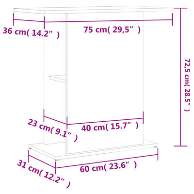 vidaXL akvaariumi alus, betoonhall, 75x36x72,5 cm, tehispuit