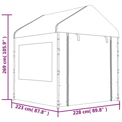 vidaXL katusega varjualune, valge, 17,84 x 2,28 x 2,69 m, polüetüleen