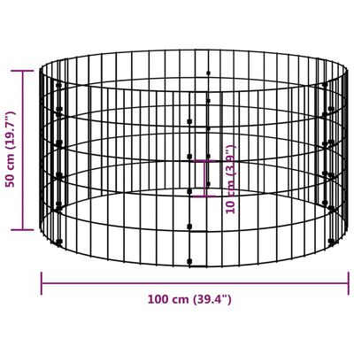 vidaXL ringikujuline gabioonpost, tsingitud teras, Ø100 x 50 cm