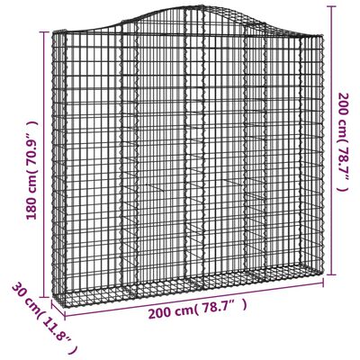 vidaXL kaarekujulised gabioonkorvid 6 tk, 200x30x180/200 cm, raud