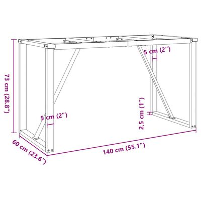 vidaXL söögilaua jalad, O-raam, 140 x 60 x 73 cm, malm