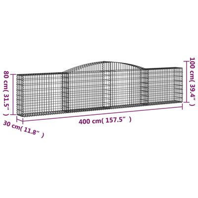 vidaXL kaarekujulised gabioonkorvid 10 tk, 400x30x80/100 cm, raud