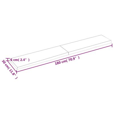 vidaXL vannitoa töötasapind, 180x30x(2-6) cm, töötlemata täispuit