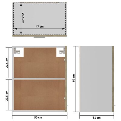 vidaXL seinakapid 2 tk, Sonoma tamm, 50 x 31 x 60 cm, puitlaastplaat