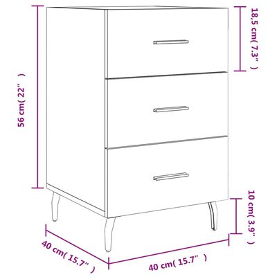 vidaXL öökapp, must, 40 x 40 x 66 cm, tehispuit