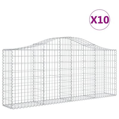 vidaXL kaarekujulised gabioonkorvid 10 tk, 200x30x80/100 cm, raud