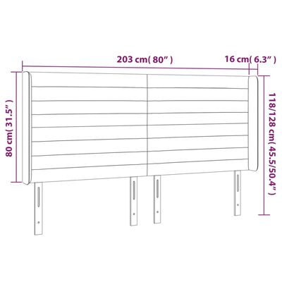 vidaXL voodipeats servadega, helehall, 203x16x118/128 cm, kangas