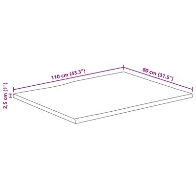 vidaXL lauaplaat naturaalse servaga 110x80x2,5 cm töötlemata mangopuit