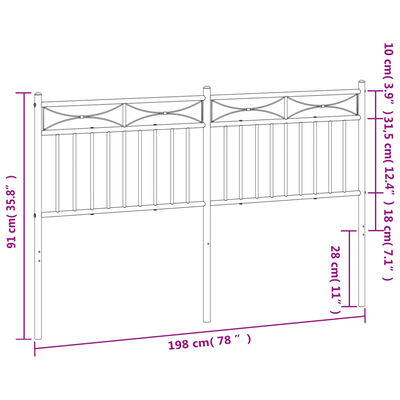 vidaXL metallist voodipeats, must, 193 cm