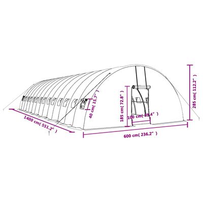 vidaXL kasvuhoone terasraamiga, roheline, 84 m², 14x6x2,85 m