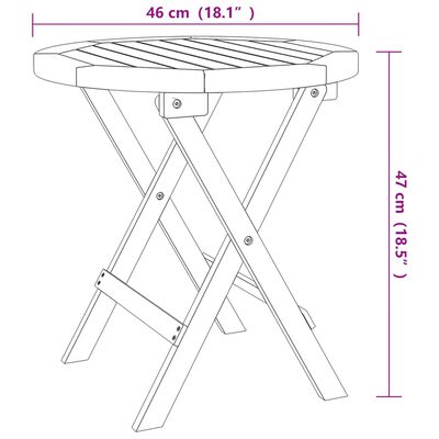 vidaXL kokkupandav aialaud, valge, Ø46 cm, akaatsiapuit