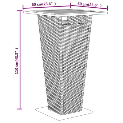 vidaXL 3-osaline aia baarikomplekt, must, polürotang ja akaatsiapuit