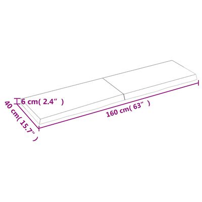 vidaXL lauaplaat, tumepruun, 160x40x(2-6) cm, töödeldud tammepuit