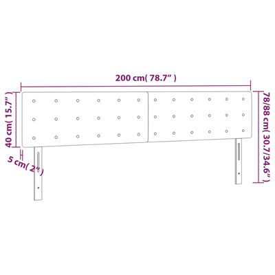 vidaXL LED-voodipeats, helehall, 200x5x78/88 cm, samet