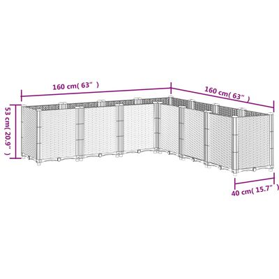 vidaXL aia taimekast, valge, 160 x 160 x 53 cm, PP