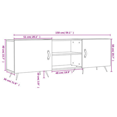 vidaXL telerikapp, betoonhall, 150x30x50 cm, tehispuit