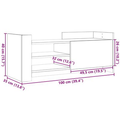 vidaXL telerikapp, betoonhall, 100 x 35 x 40 cm, tehispuit