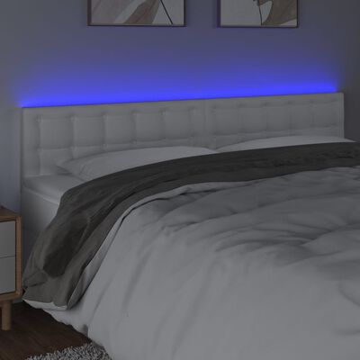 vidaXL LED-voodipeats, valge, 160x5x78/88 cm kunstnahk