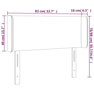 vidaXL LED-voodipeats, helehall, 83x16x78/88 cm, samet