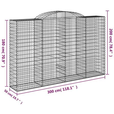 vidaXL kaarekujulised gabioonkorvid 11 tk, 300x50x180/200 cm, raud