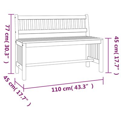 vidaXL aiapink, 110 cm, eukalüptipuit