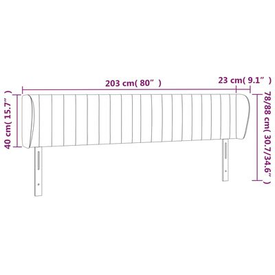 vidaXL voodipeats servadega, helehall, 203x23x78/88 cm, samet