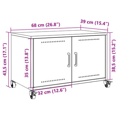 vidaXL telerikapp, sinepikollane, 68x39x43,5 cm, külmvaltsitud teras