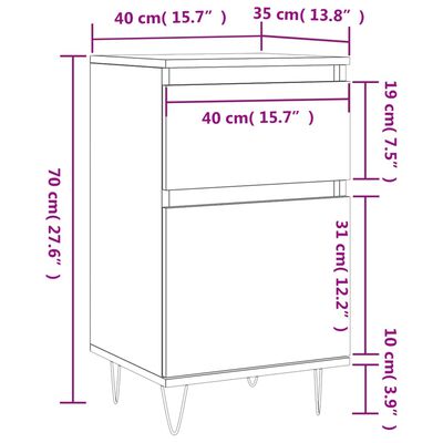 vidaXL puhvetkapp, hall Sonoma tamm, 40 x 35 x 70 cm, tehispuit