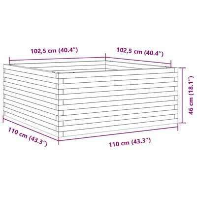 vidaXL aia taimekast, 110x110x46 cm, immutatud männipuit