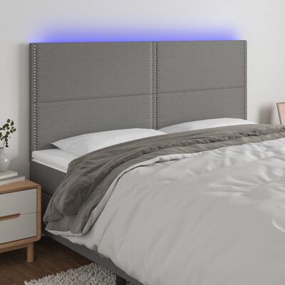 vidaXL LED-voodipeats, tumehall, 160x5x118/128 cm, kangas