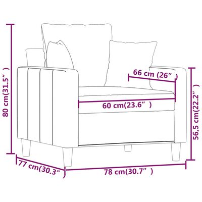 vidaXL tugitool, tumehall, 60 cm, samet