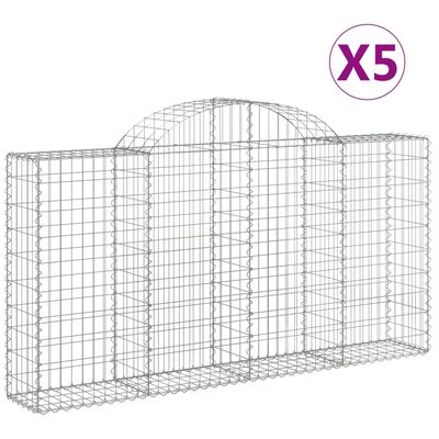 vidaXL kaarekujulised gabioonkorvid 5 tk, 200x30x100/120 cm, raud