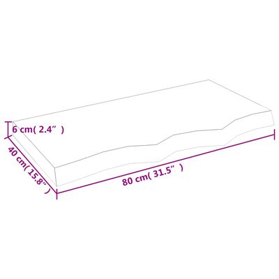 vidaXL lauaplaat, 80 x 40 x (2-6) cm, töötlemata tammepuit