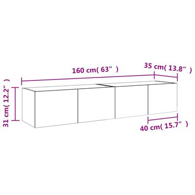 vidaXL teleri seinakapid LED-tuledega 2 tk, pruun tamm, 80x35x31 cm